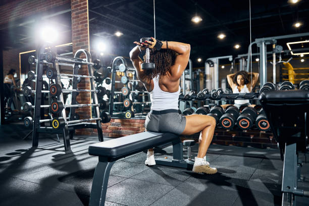 Back view of an athlete performing seated dumbbell tricep curls.jpg